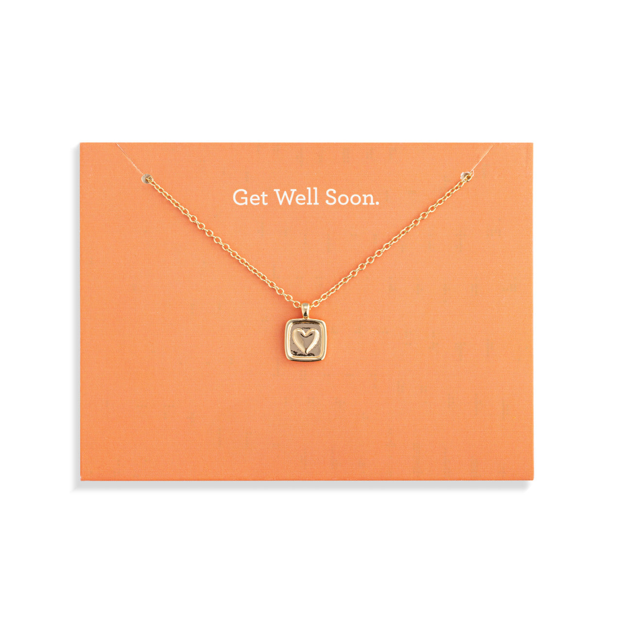 Get Well Soon Floral Card & Gold Heart Necklace - 16in