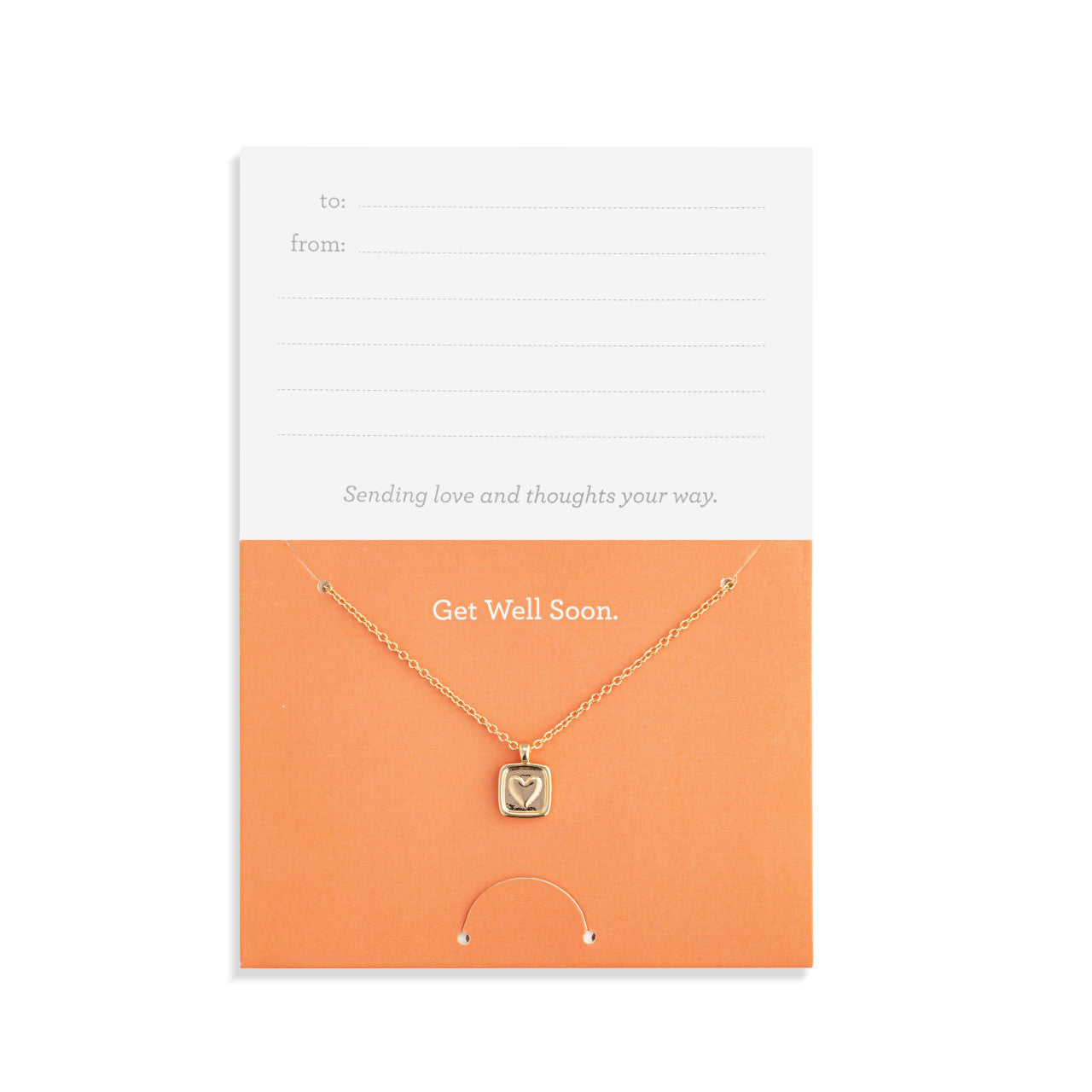 Get Well Soon Floral Card & Gold Heart Necklace - 16in