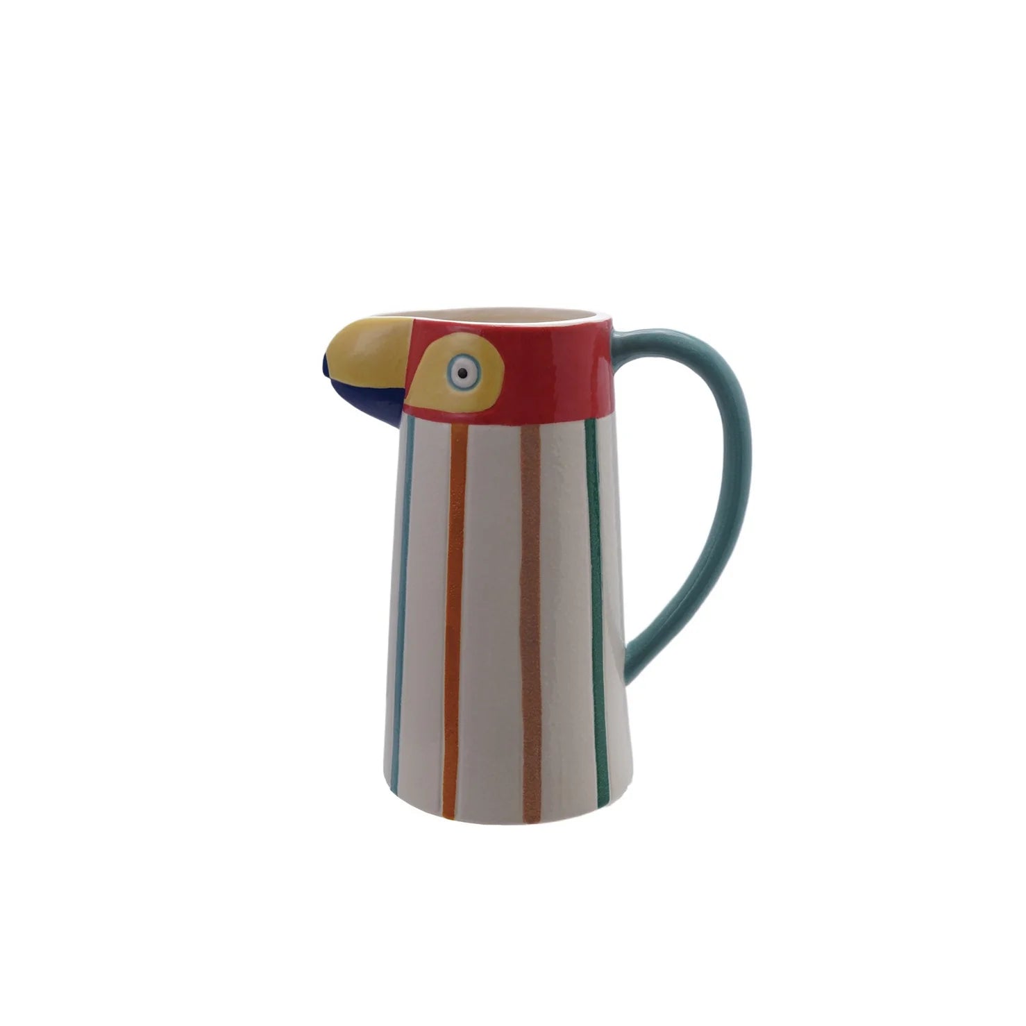 Stoneware Tucan Striped Pitcher