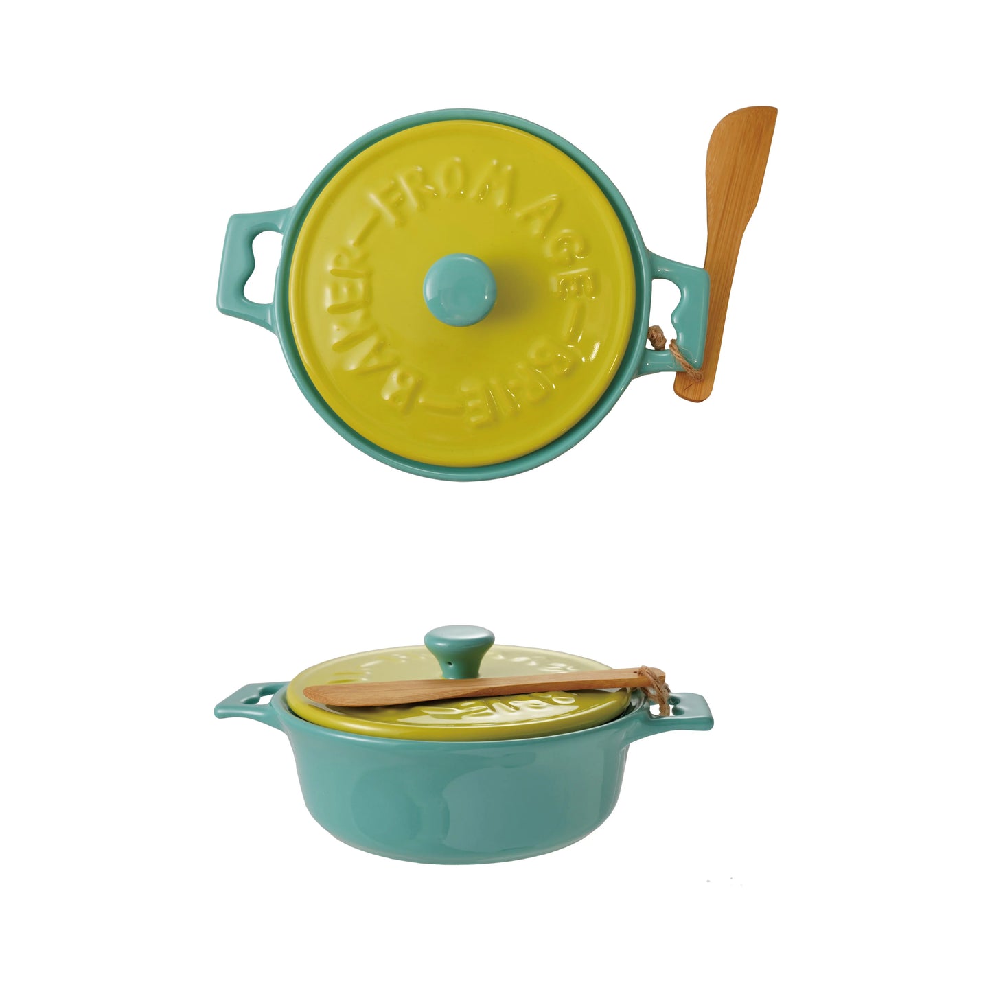 Hazel Mazel Stoneware Brie Bake with Lid & Bamboo Spreader