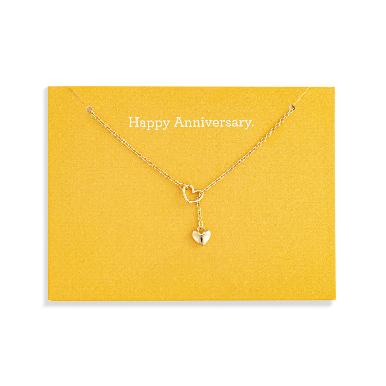 Happy Anniversary Floral Card & Gold Heart Necklace - 16in