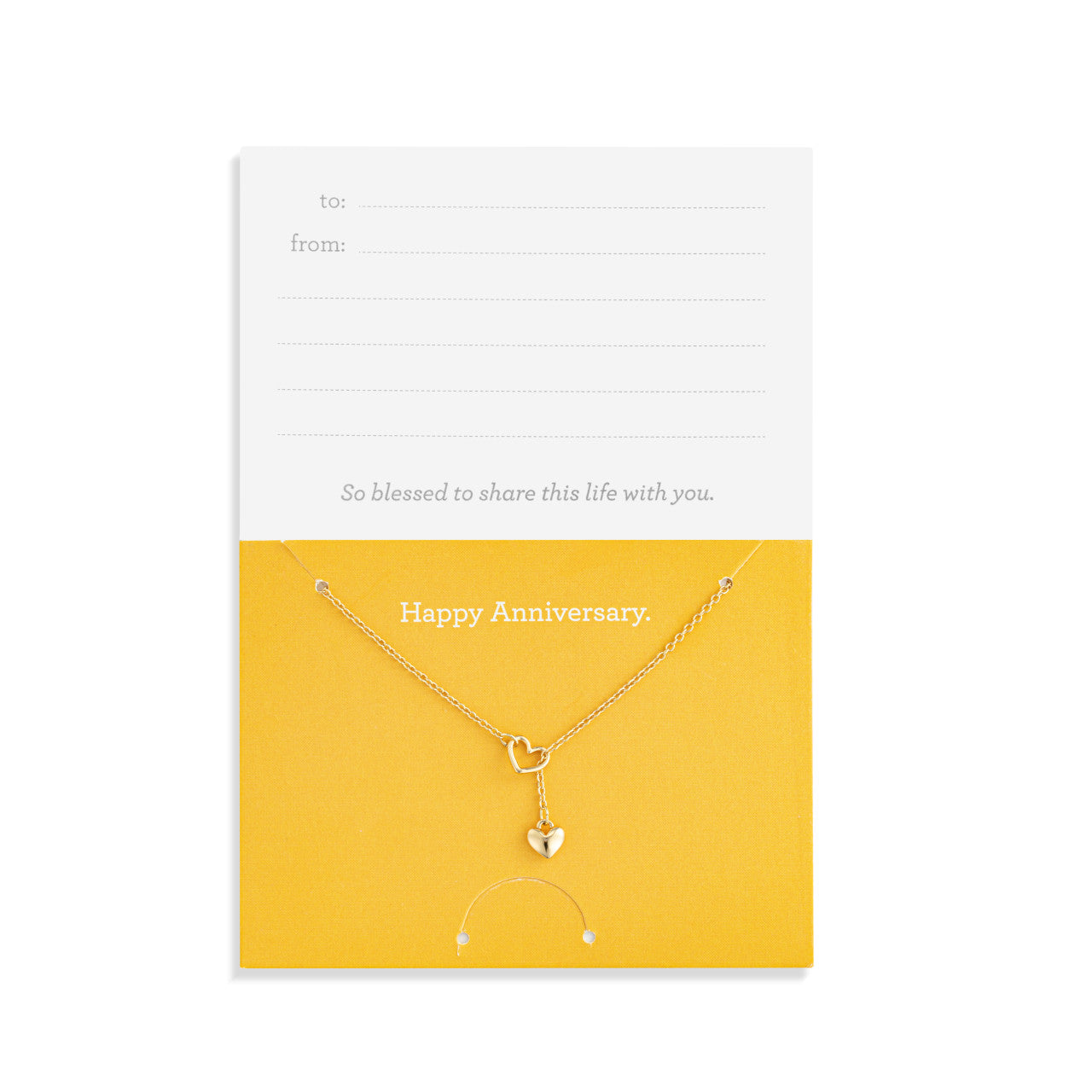 Happy Anniversary Floral Card & Gold Heart Necklace - 16in