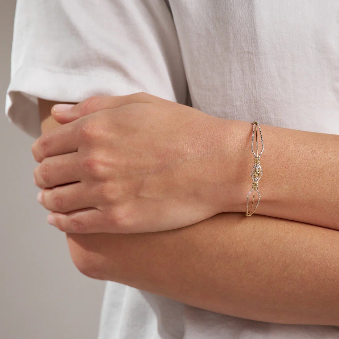 I Am Worthy Bracelet - Sterling Silver with 14K Gold Artist Wire Center Wire and Wraps