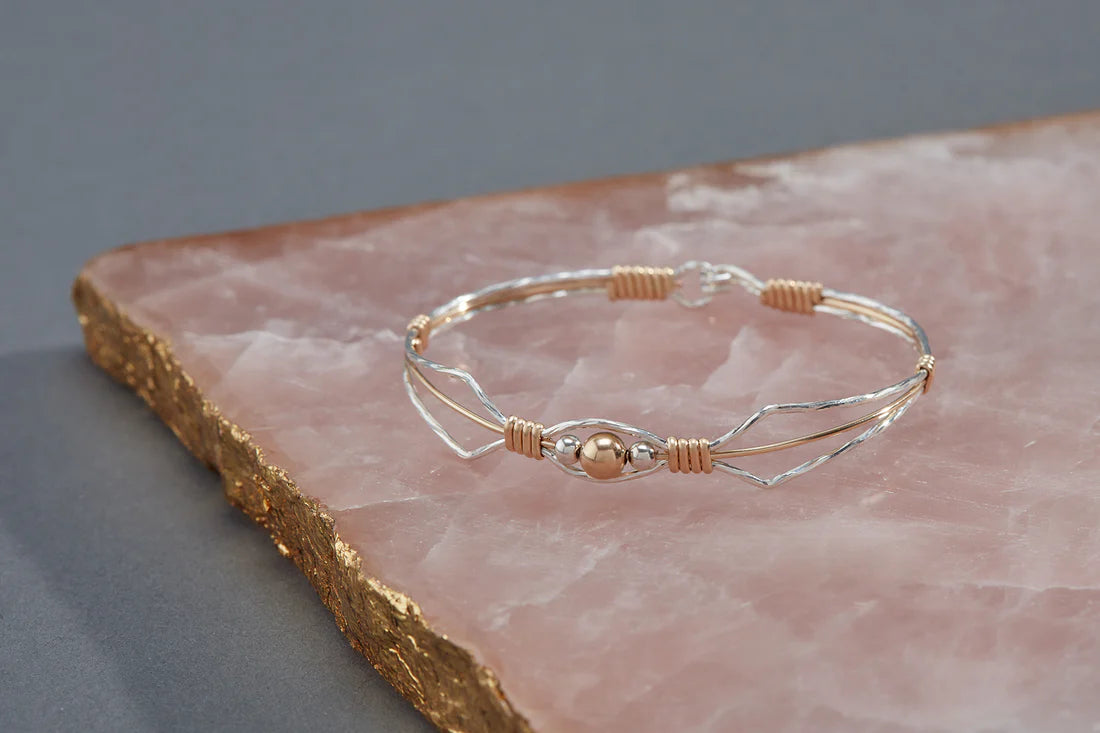 I Am Worthy Bracelet - Sterling Silver with 14K Gold Artist Wire Center Wire and Wraps