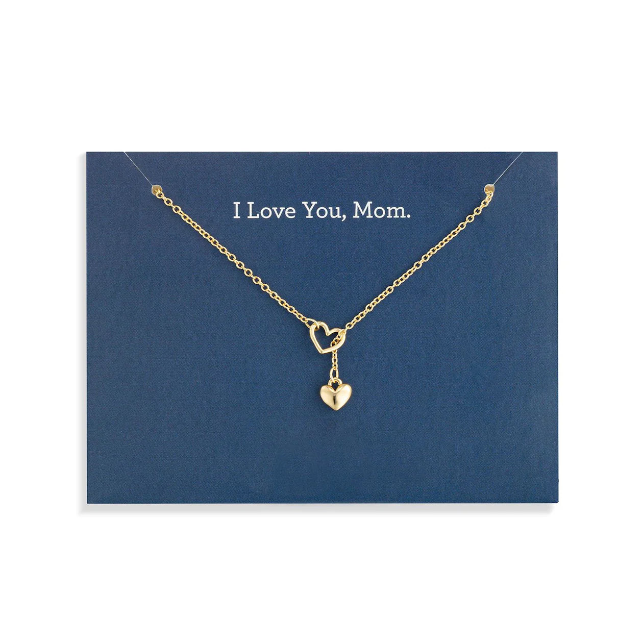 I love You Mom Floral Card & Gold Heart Necklace - 16in