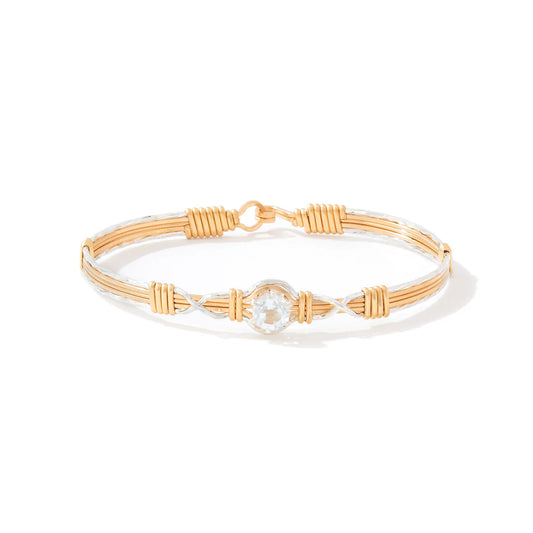 I Love You More Bracelet - 14K Gold Artist Wire and Sterling Silver / APR - White Topaz