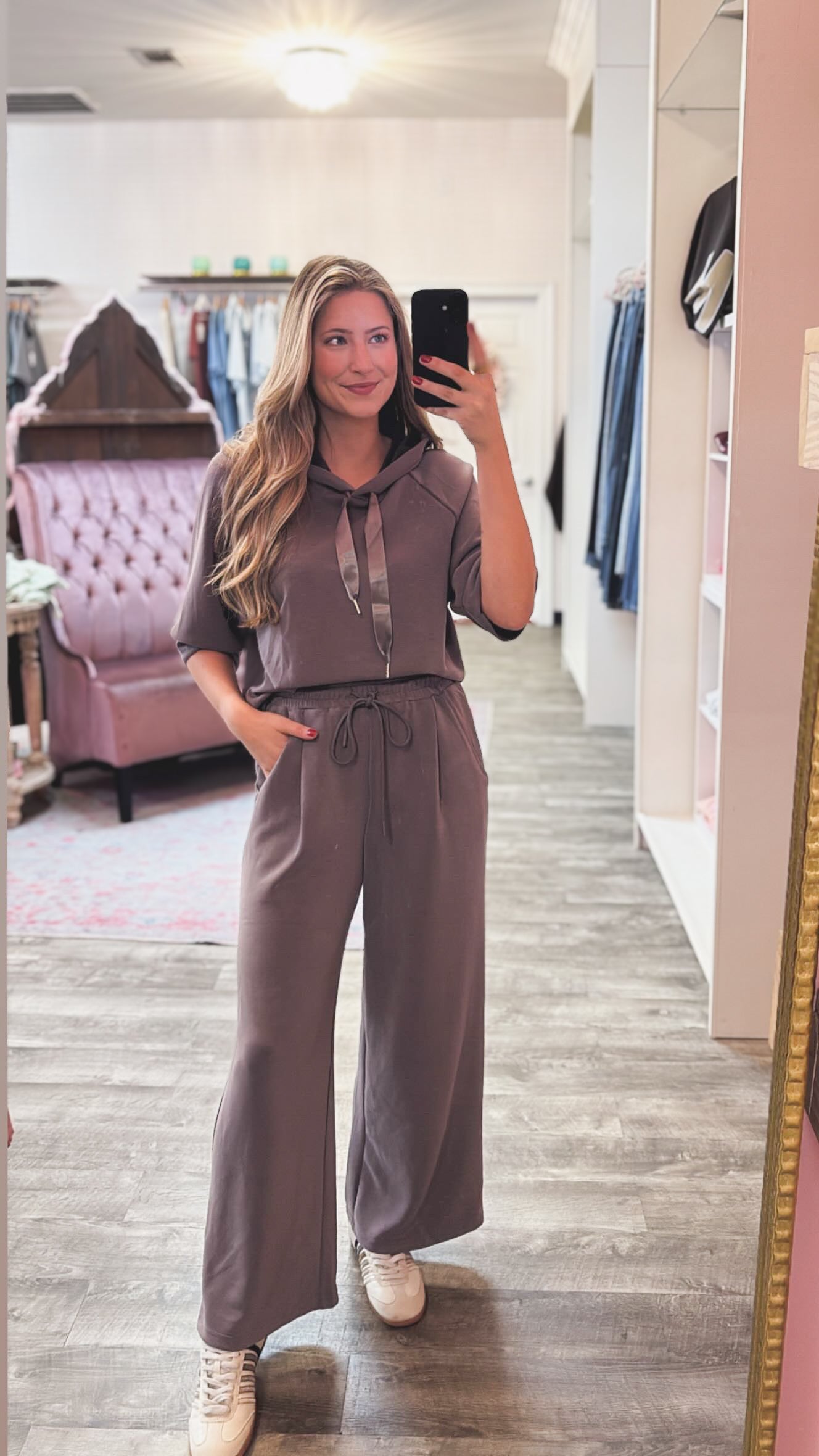 On To The Next Wide-Leg Drawstring Pants - Mocha