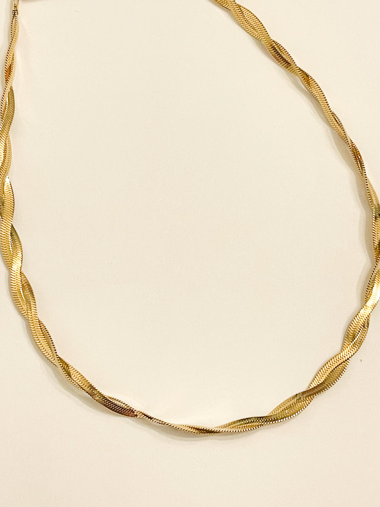 Blaire Gold Double Layer Herringbone Necklace