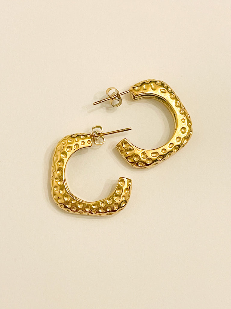 Erica Gold Hammered C Shaped Earring