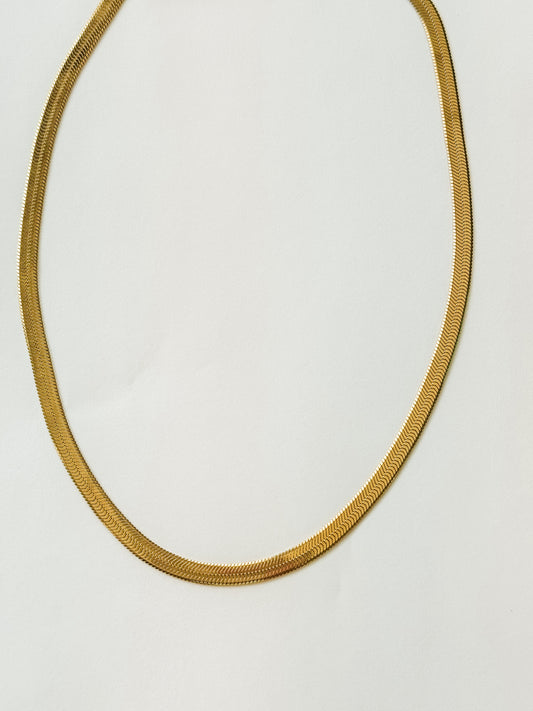 4MM 18 Inch Gold Herringbone Necklace