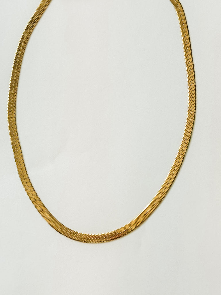 4MM 18 Inch Gold Herringbone Necklace