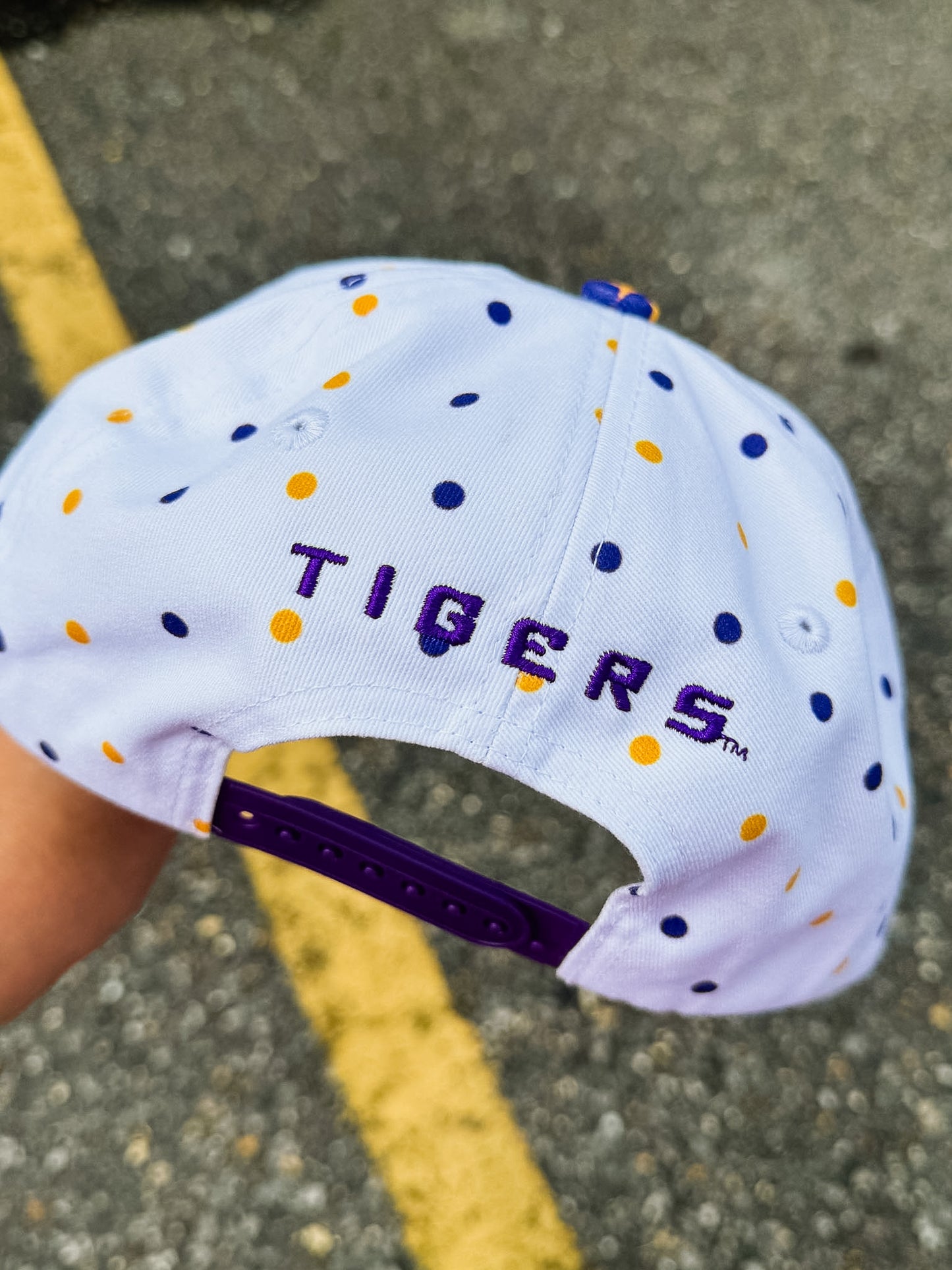 PRE-ORDER LSU Licensed Script Geaux Tigers Hat - Polka Dot/Tiger Print