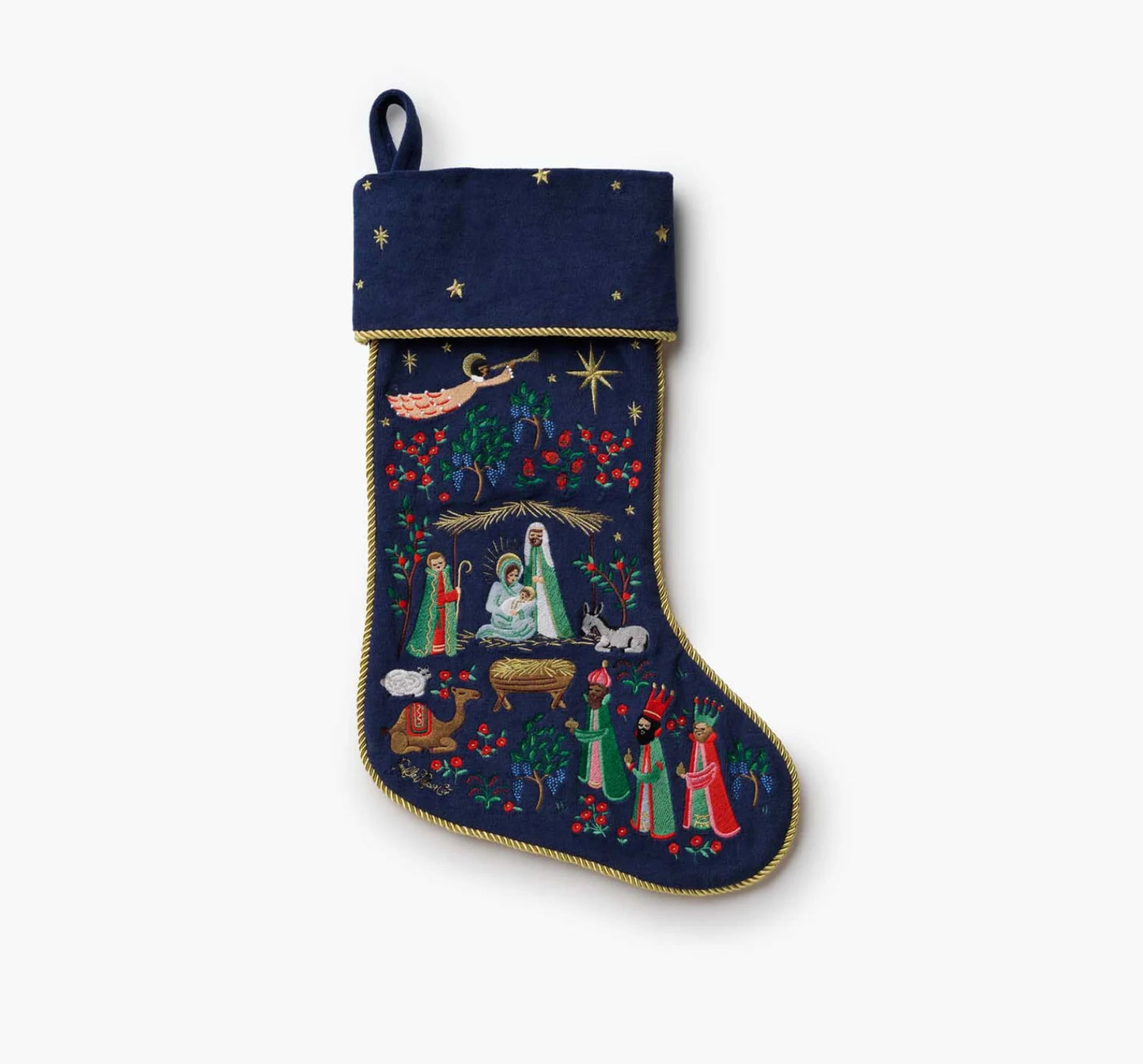 Rifle Paper Co. Nativity Embroidered Stocking