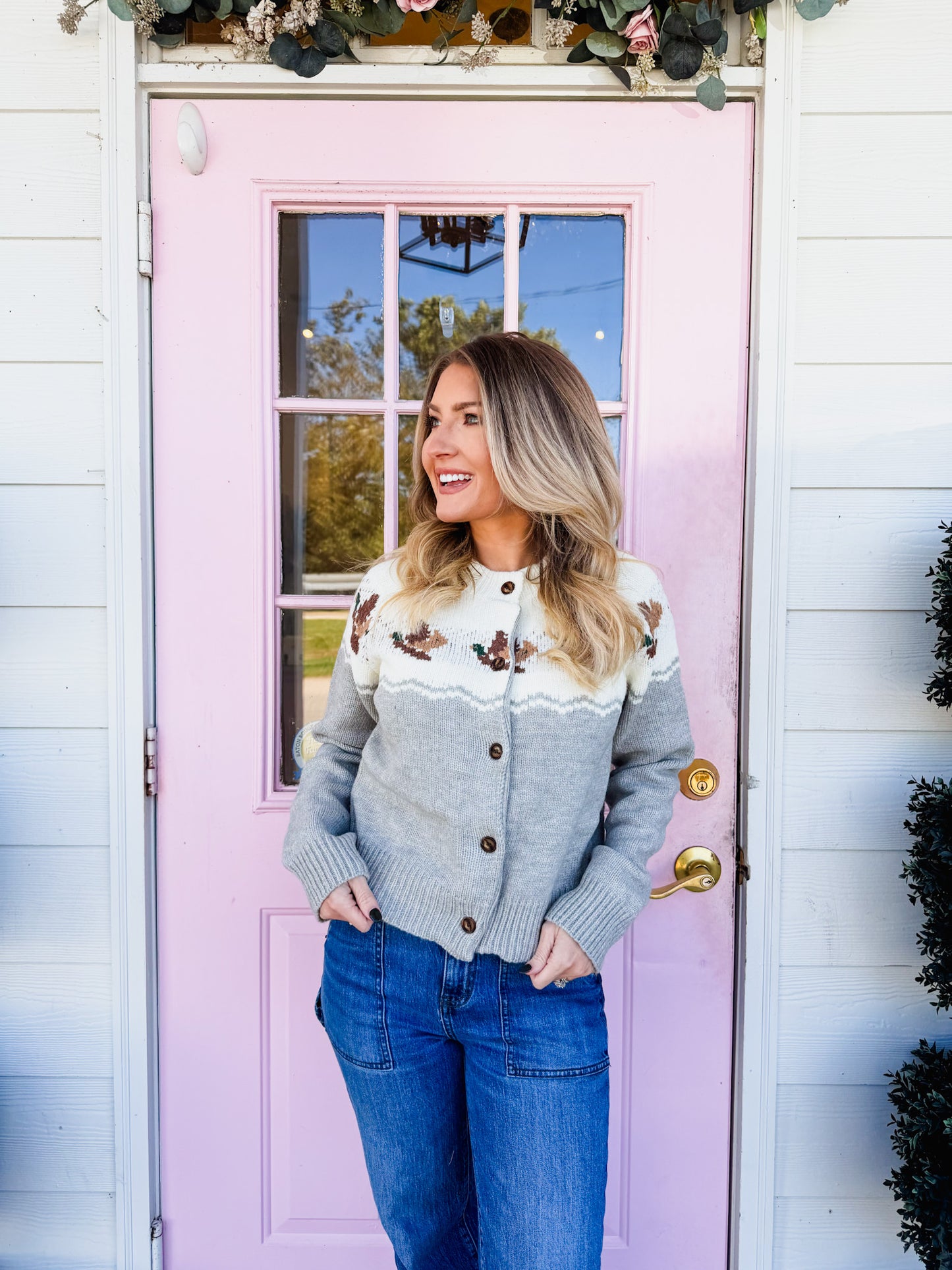 Gone Country Duck Cardigan - Heather Grey
