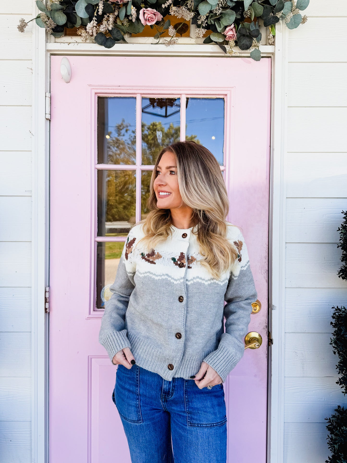 Gone Country Duck Cardigan - Heather Grey