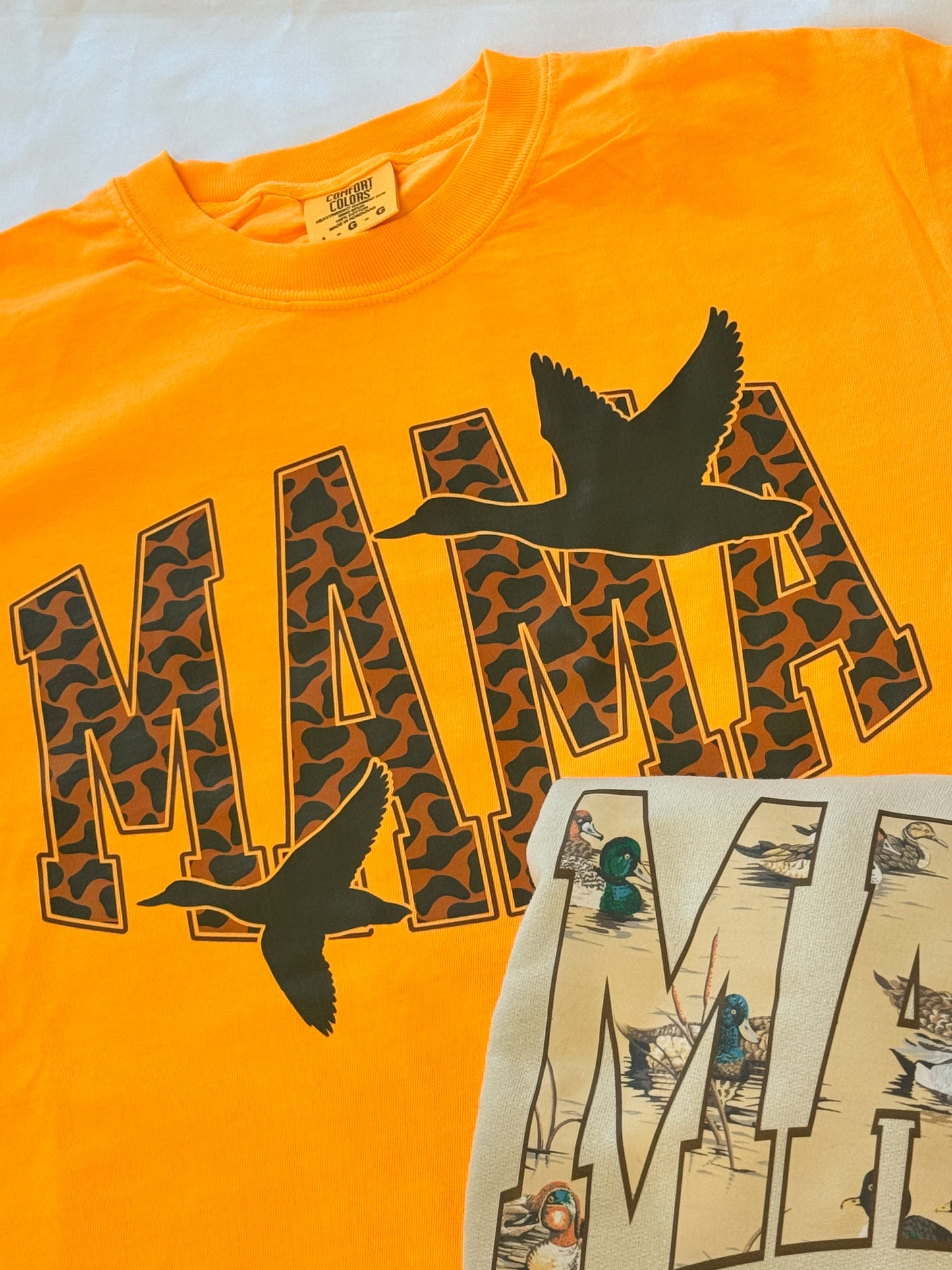 Mama Camo Duck Tee - Bright Orange