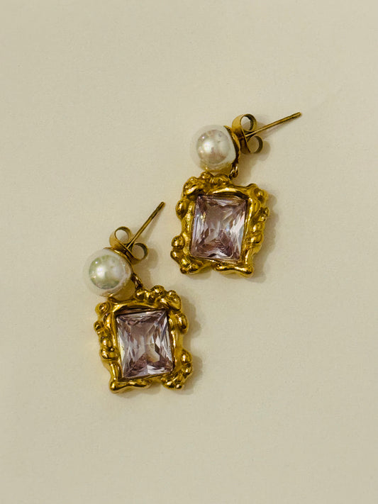 Belle Pearl Dangle Studs