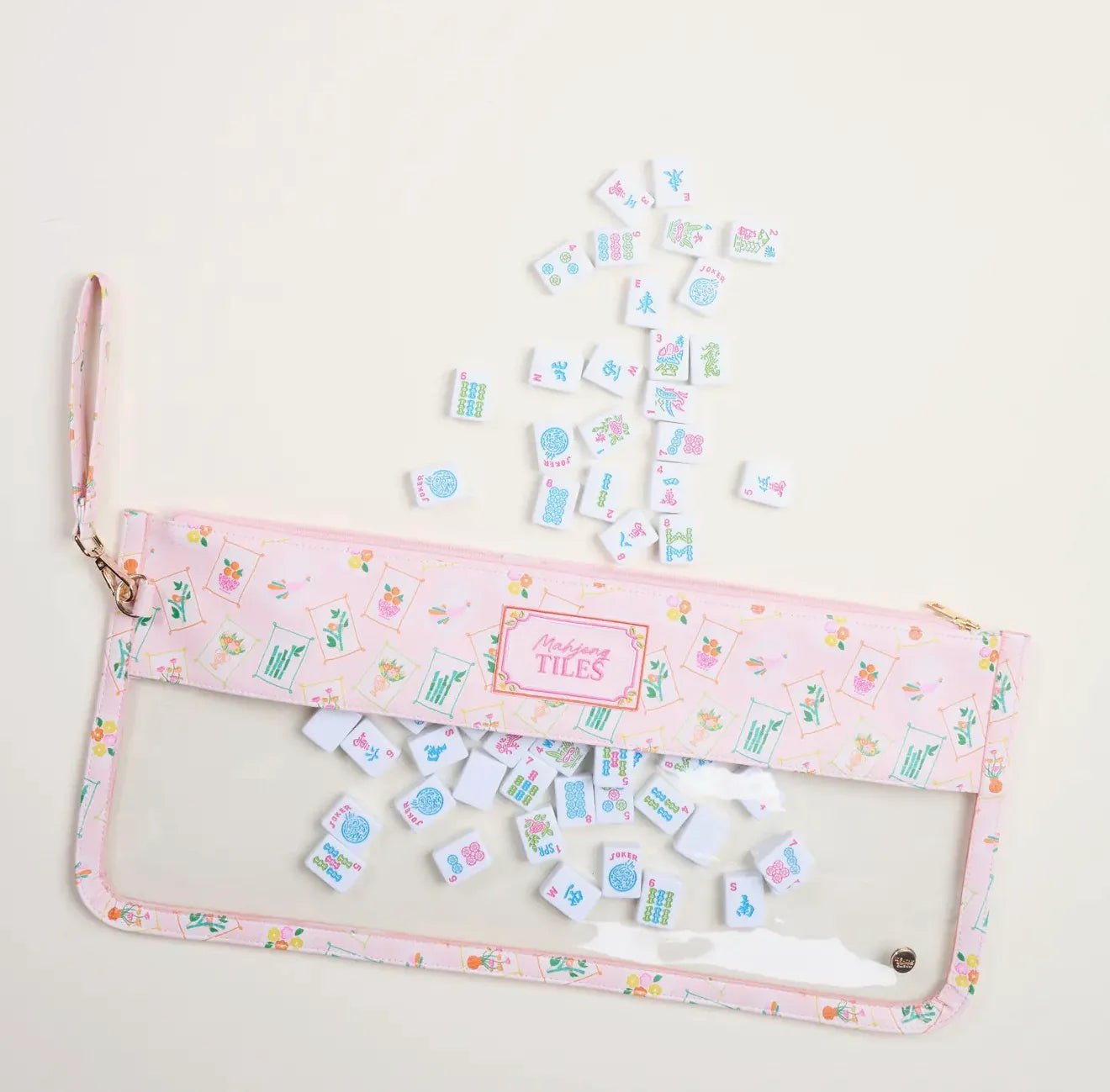 Mahjong Tile Keeper Pouch - It's Mahj Time Pink