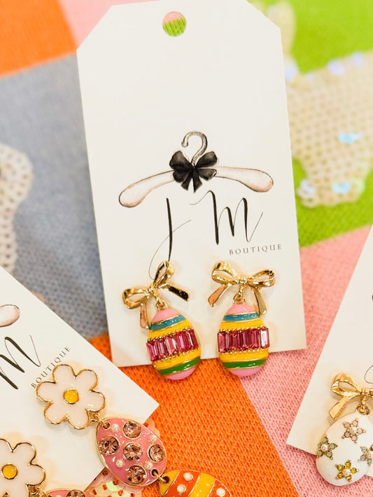 Easter Egg Bow Earrings - Multi