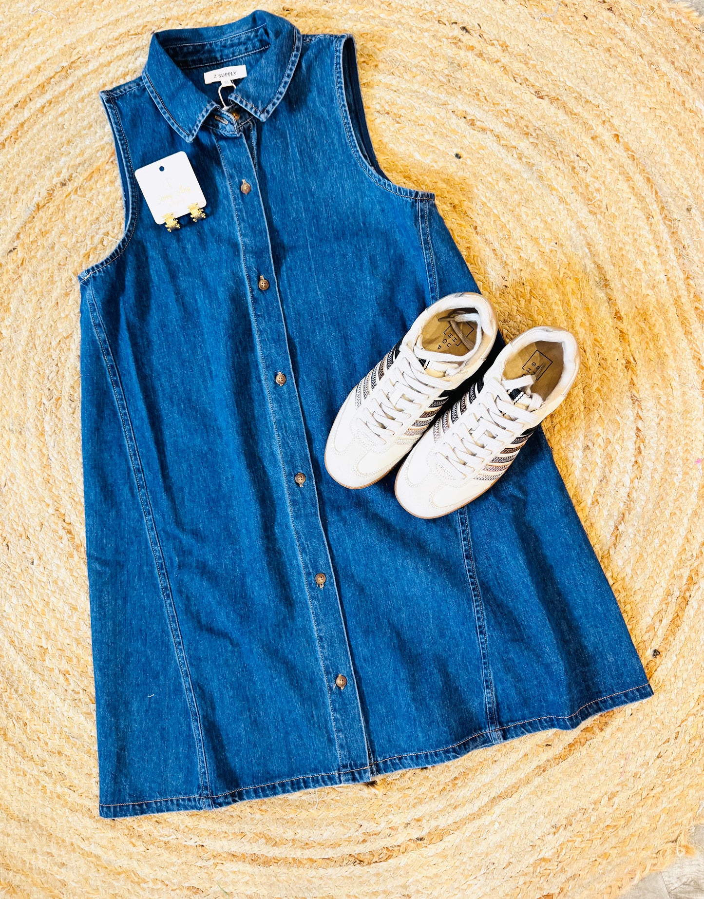 Z Supply New Day Denim Mini Dress - Deep Water