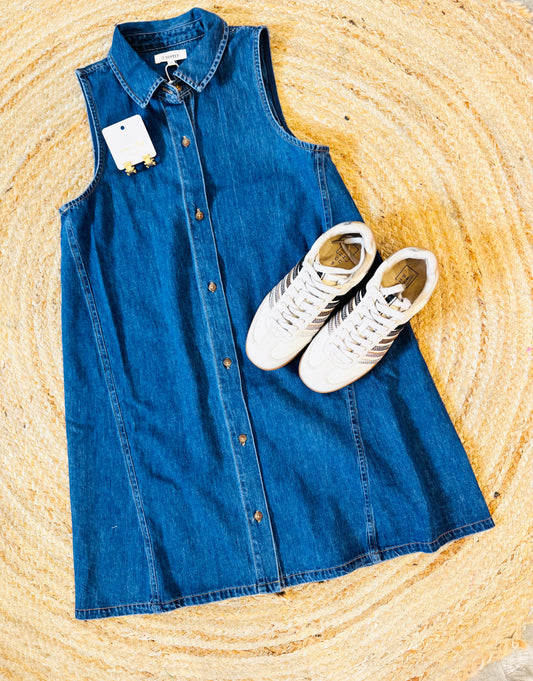 Z Supply New Day Denim Mini Dress - Deep Water