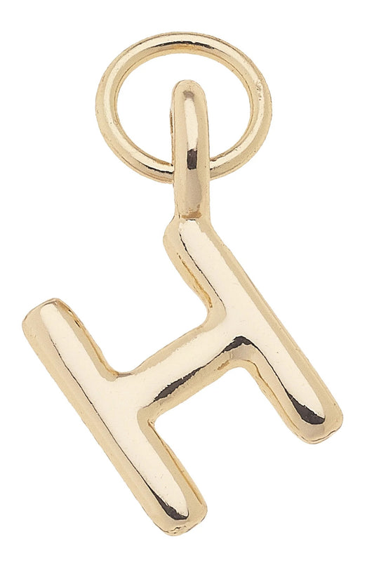Mini Initial Charm "H" In Shiny Gold