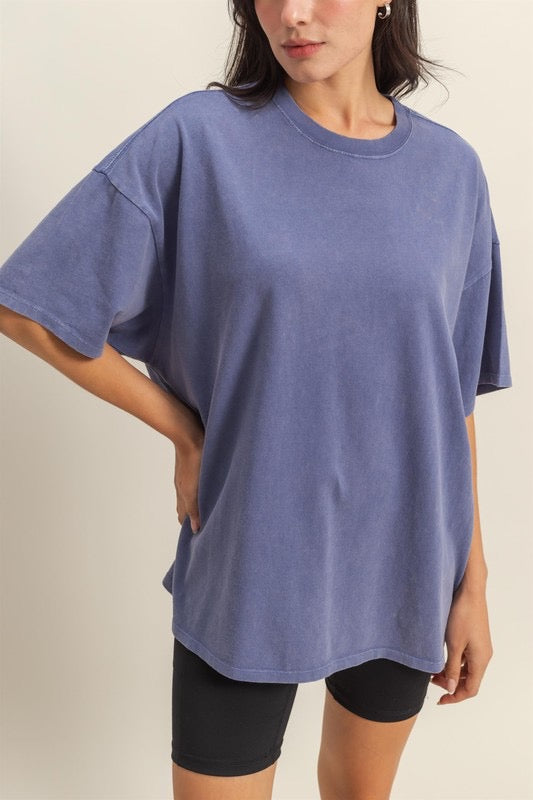 Casual Confidence Mineral Washed Tee - Purple