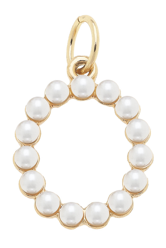 Pearl-Studded Letter "O" Charm in Ivory