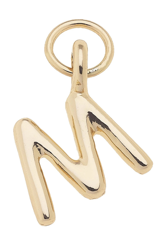 Mini Initial Charm "M" In Shiny Gold