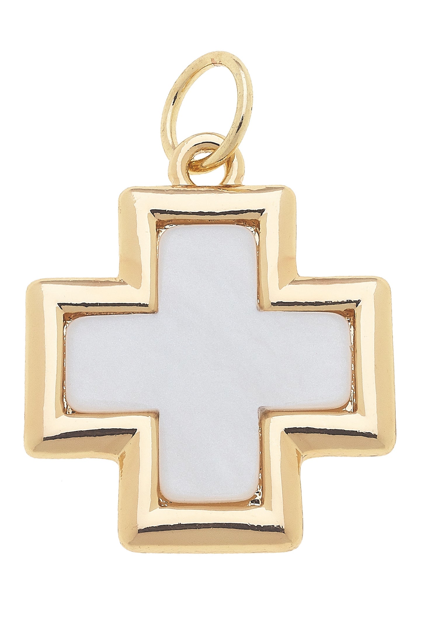 Cross Outline Charm in Mother of Pearl