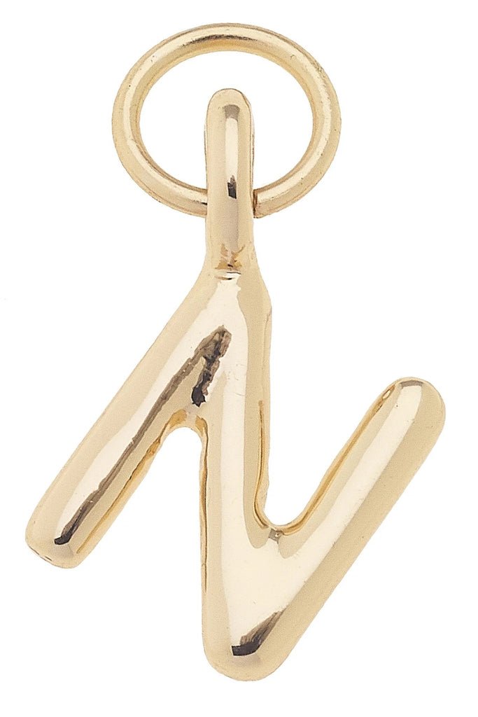 Mini Initial Charm "N" In Shiny Gold