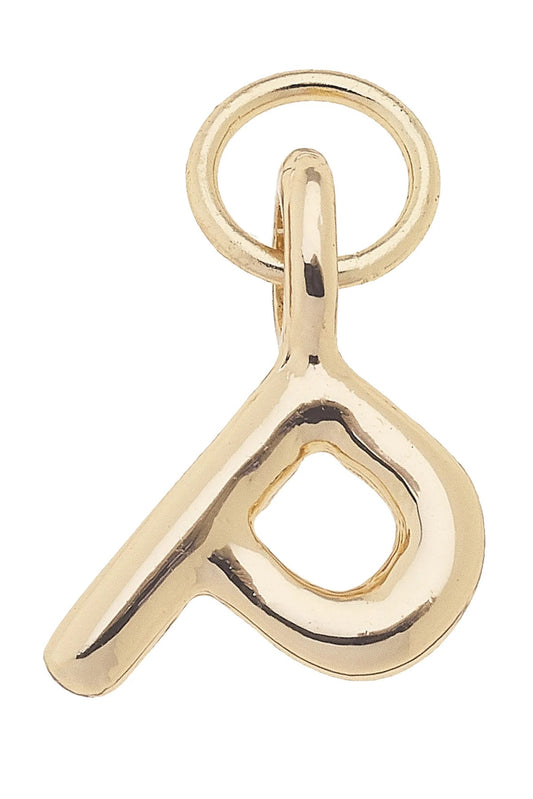 Mini Initial Charm "P" In Shiny Gold