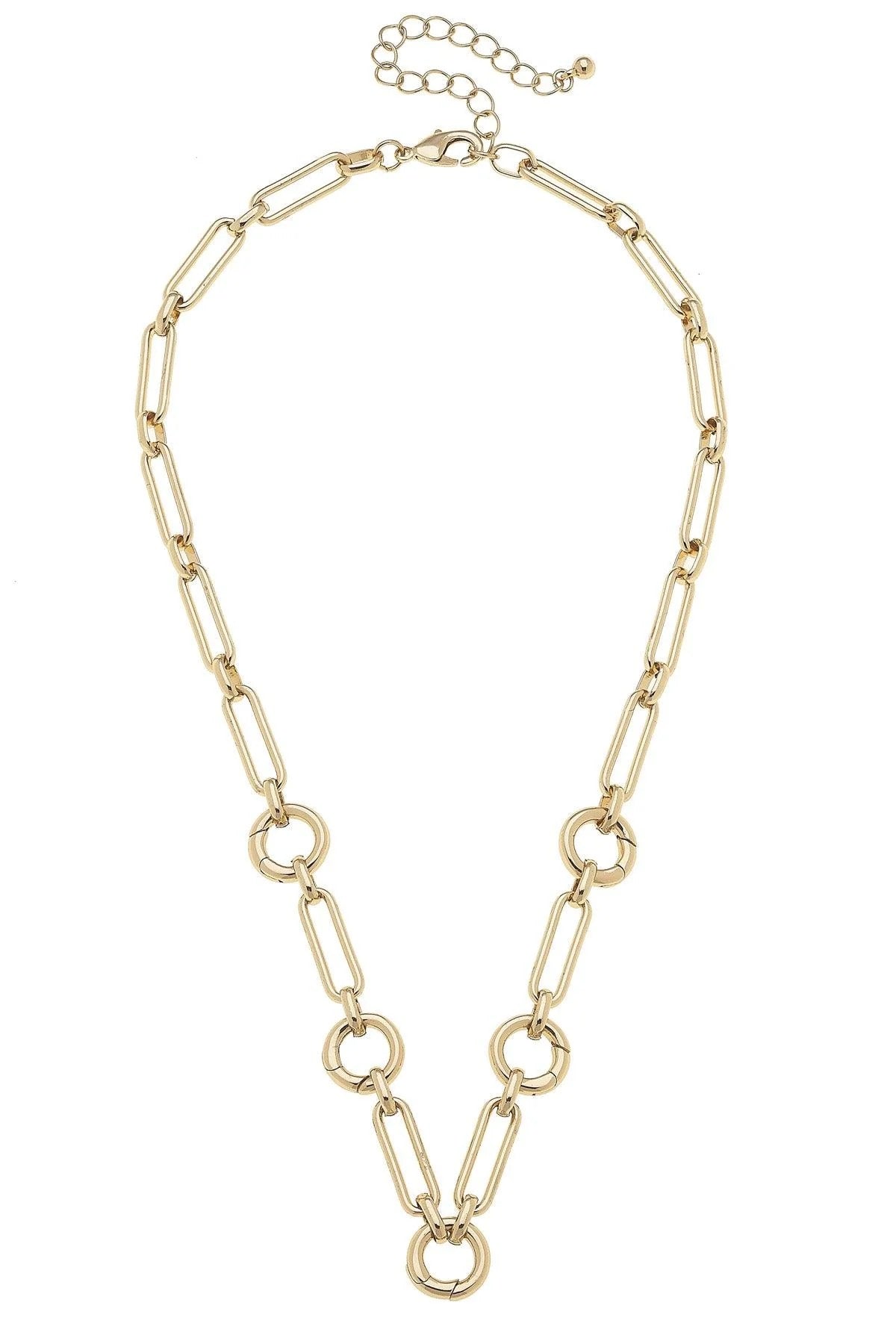 Lilah Multi Charm Collector Necklace Base In Shiny Gold