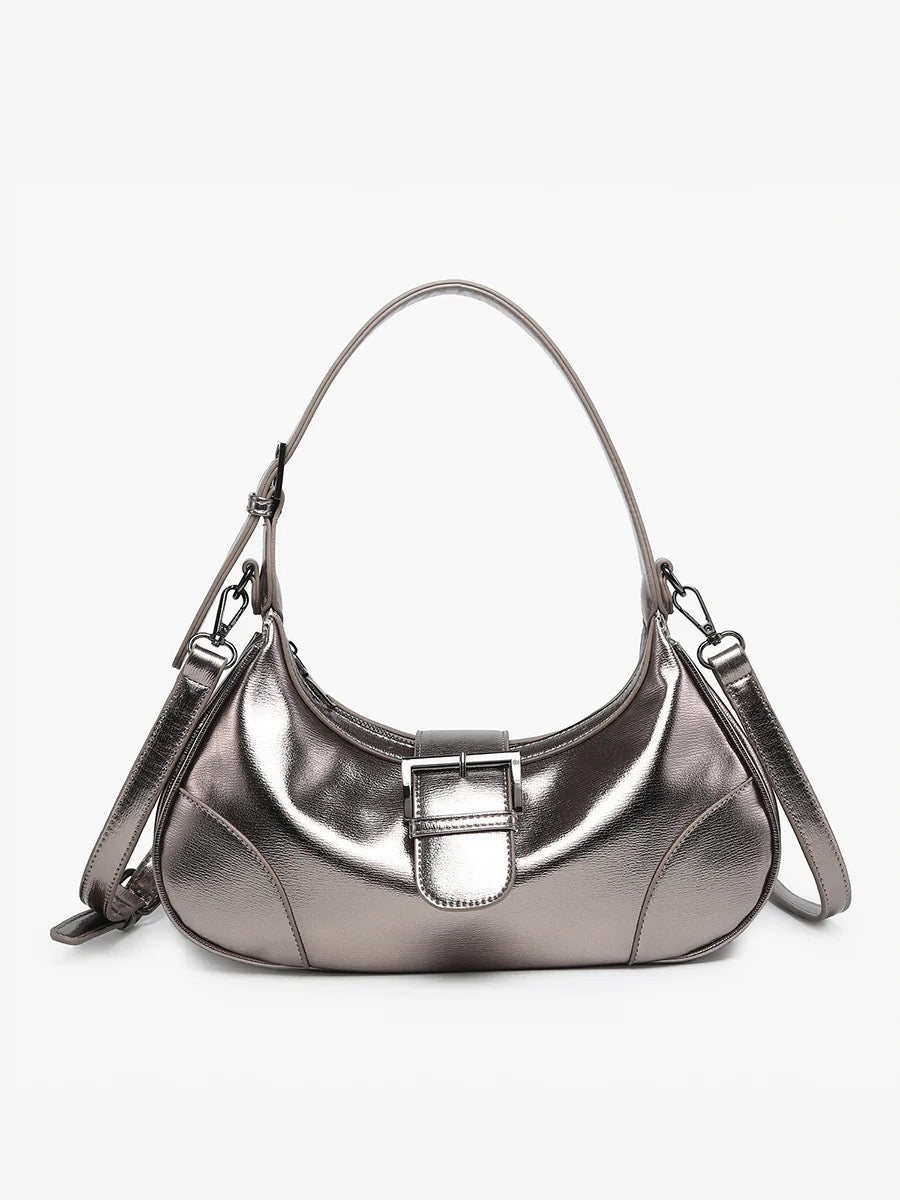 Jennu Madrid Buckle Shoulder Bag - Gunmetal
