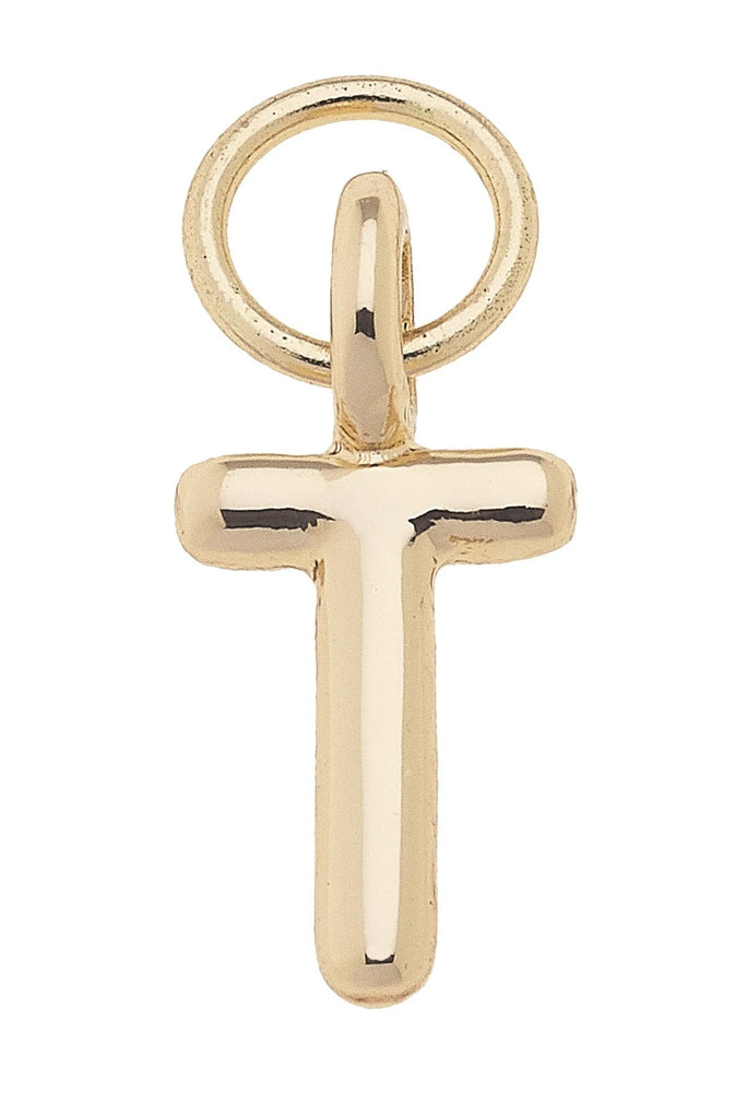 Mini Initial Charm "T" In Shiny Gold