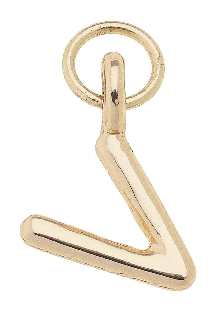 Mini Initial Charm "V" In Shiny Gold