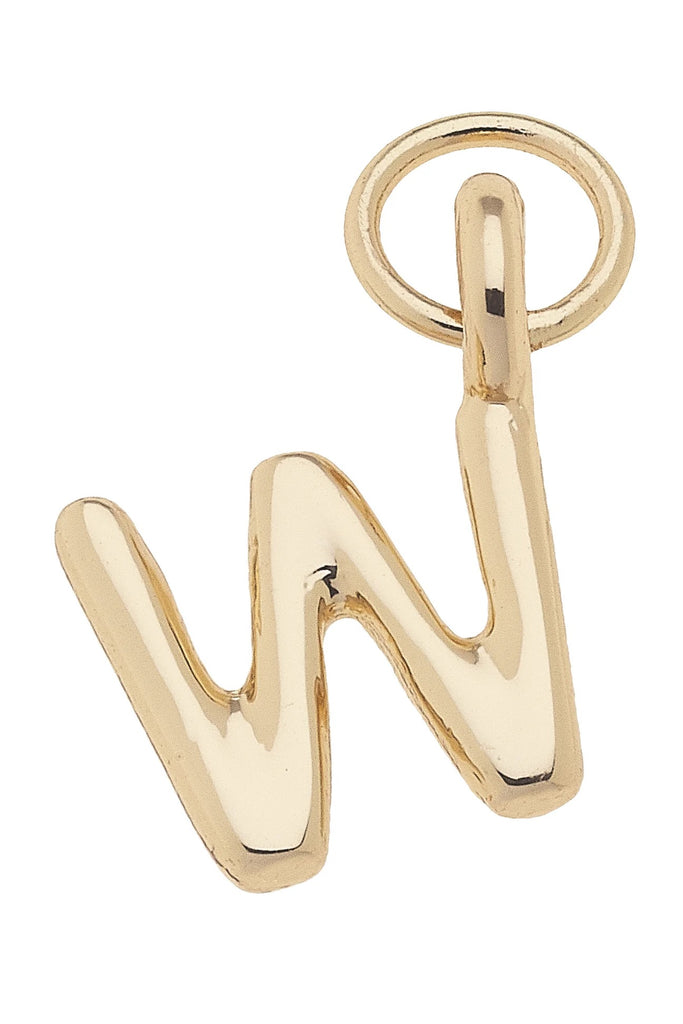 Mini Initial Charm "W" In Shiny Gold