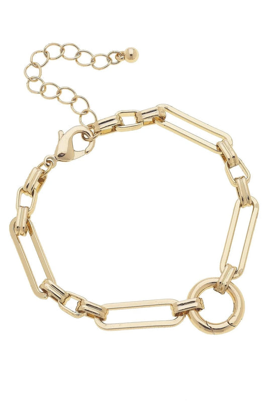 Bella Linked Charm Bracelet Base In Shiny Gold