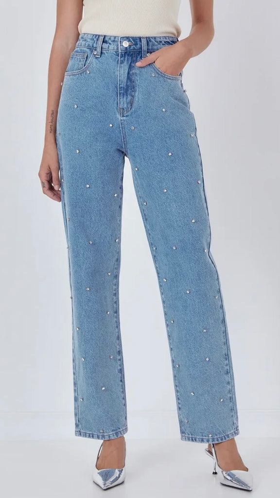 Here To Shine Rhinestone Studded Jeans