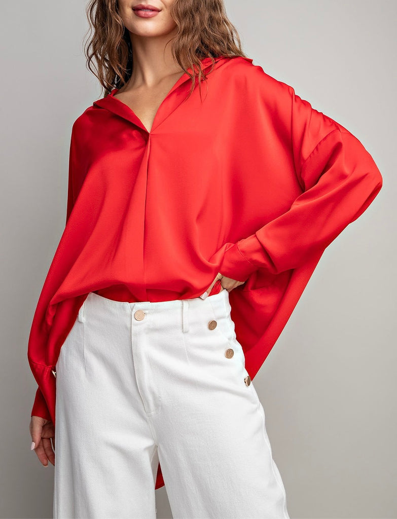 Made To Look Good Tab Collar Top