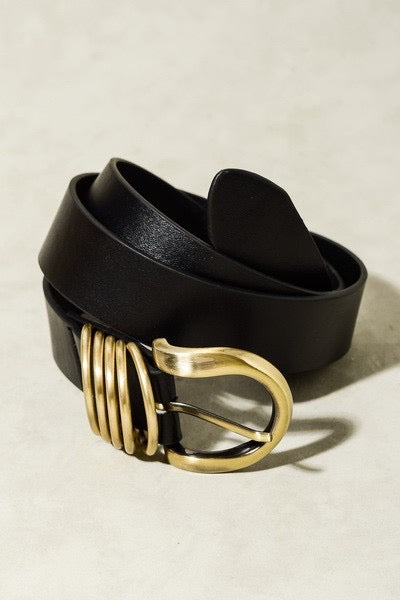 Leather Rounded Buckle Belt