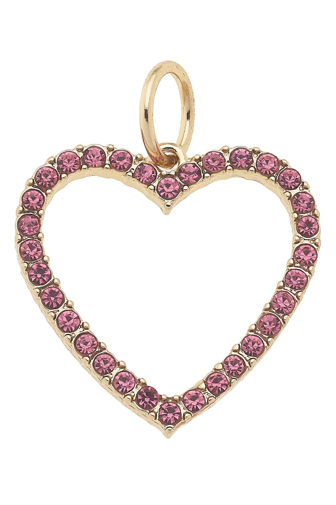 Pave Open Heart Charm In Pink