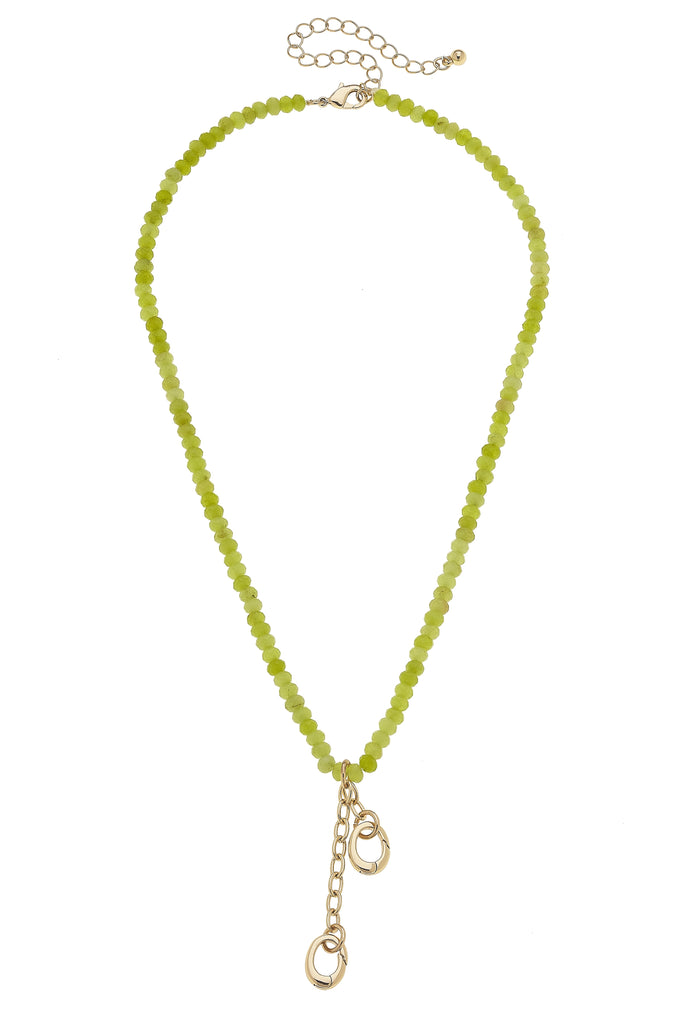 Lucy Gemstone Beaded Multi-Charm Necklace Base in Lime Green