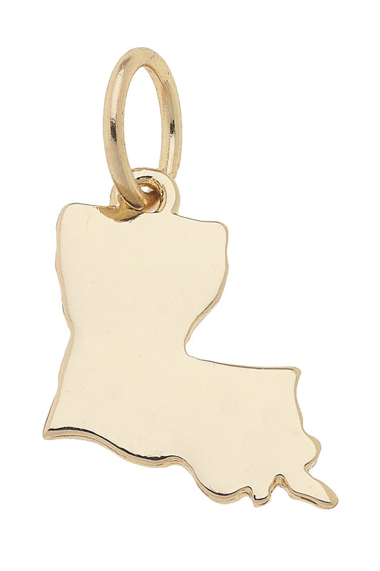 Louisiana Shaped State Charm in Shiny Gold