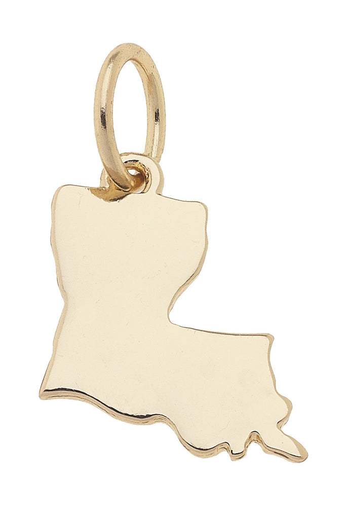 Louisiana Shaped State Charm in Shiny Gold