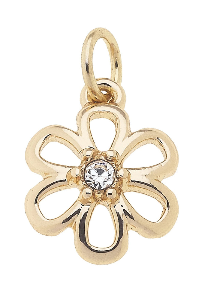 Mini Open Flower Charm In Shiny Gold
