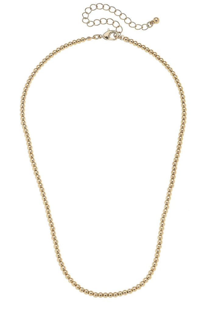 Mini Walker Ball Bead Charm Necklace Base in Shiny Gold - 15"