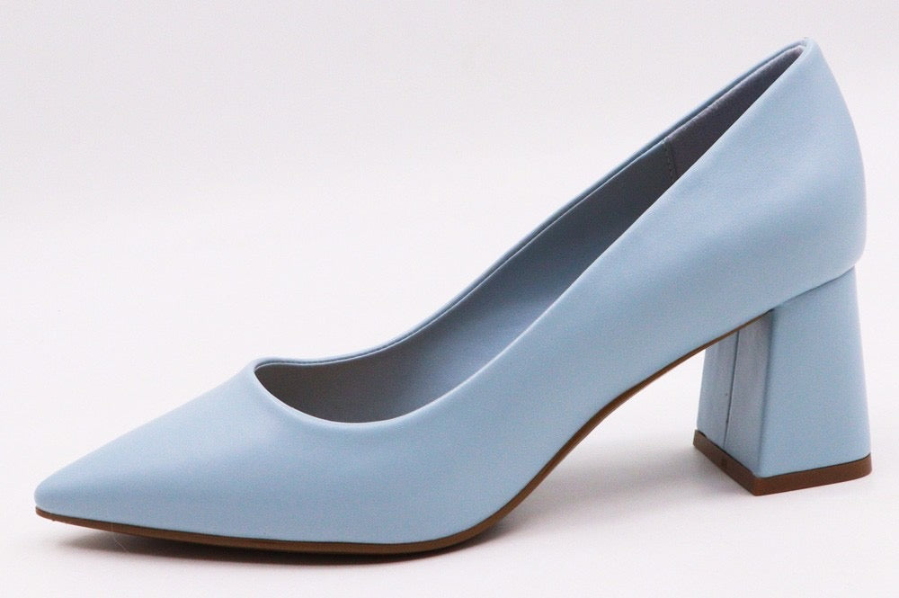 Starlike-06 Low Block Pointy Toe Pump - Blue