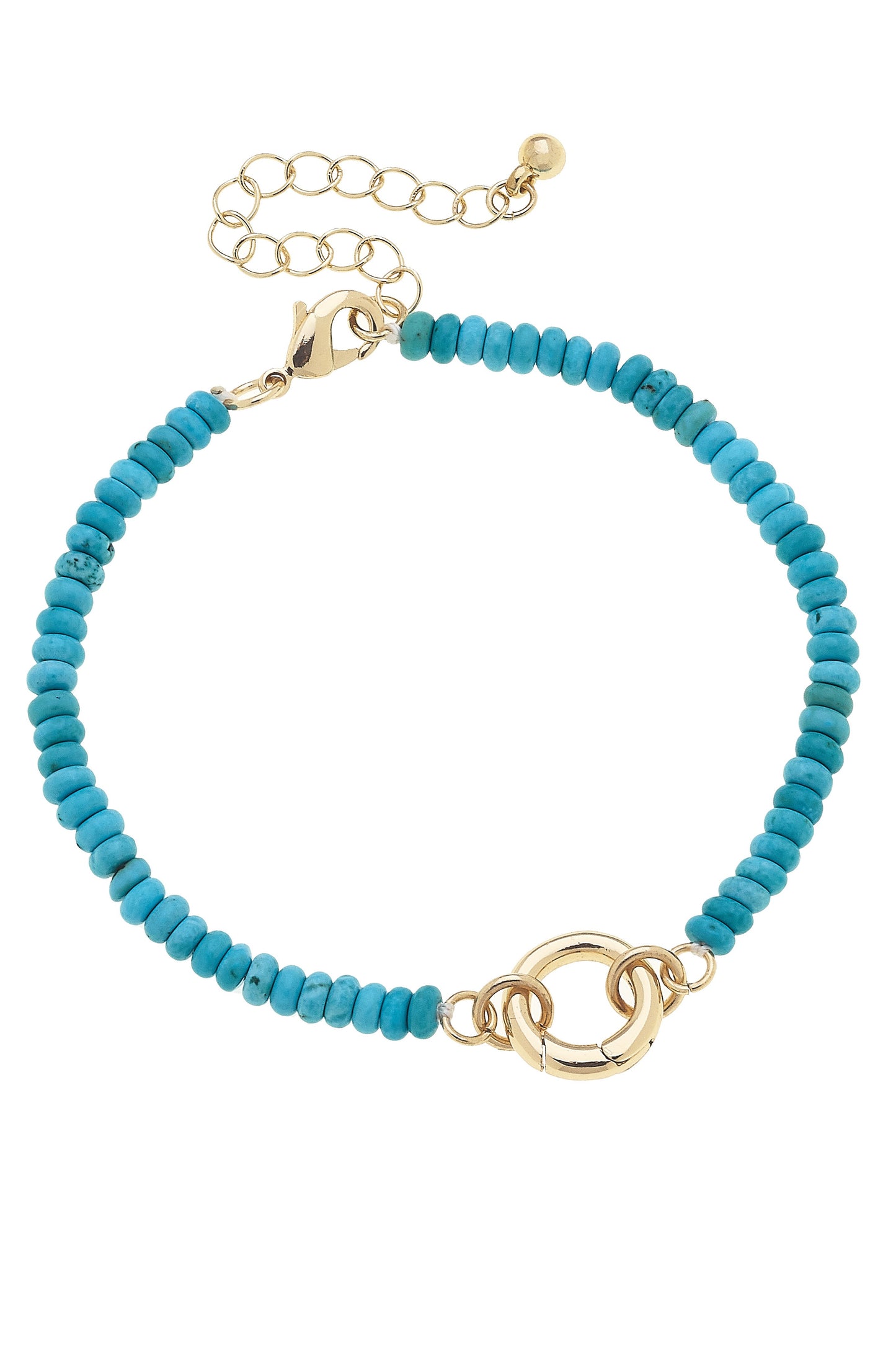 Lucy Gemstone Beaded Charm Bracelet Base in Turquoise