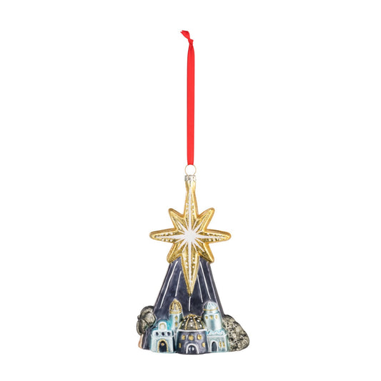 Holiday Blown Glass Star Over Bethlehem Ornament